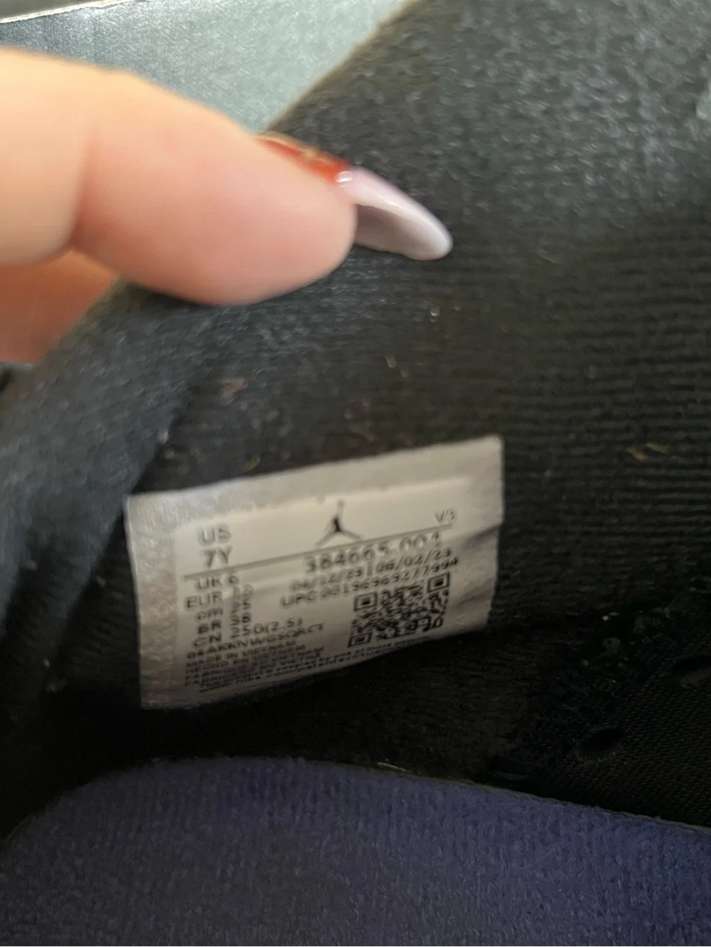 Jordan Kids Black and Purple Suede High-Top Sneakers